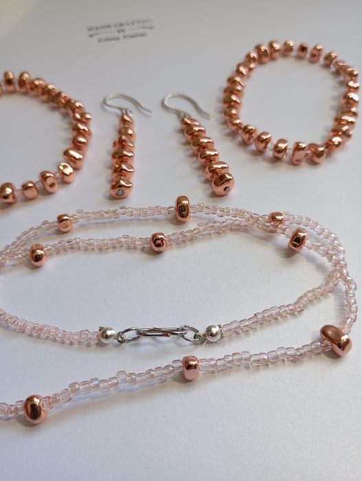 Set Hematit " Vacanta nesfarsita!" Roz somon nuggets [5]