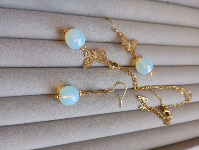 Set Opal si fluturas placat cu aur 18K [2]