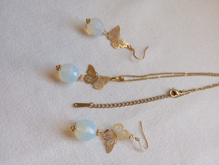 Set Opal si fluturas placat cu aur 18K [4]