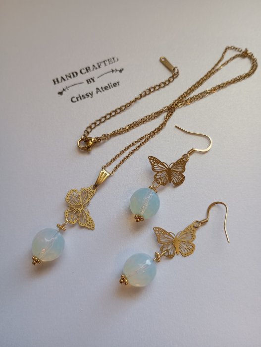 Set Opal si fluturas placat cu aur 18K [3]