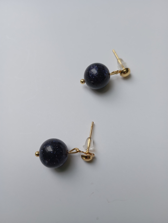 Bijuterii - Cercei casual scurti Piatra Soarelui si tortite placate cu aur 18K