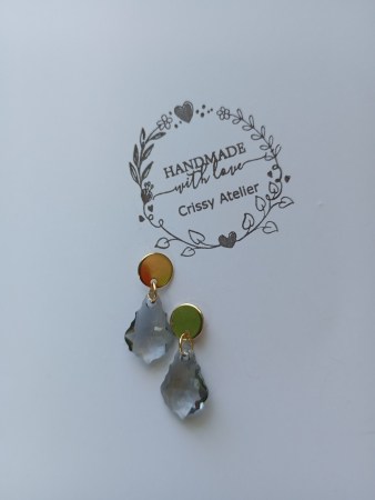 Bijuterii - Cercei cu Swarovski Black Diamond si tortite placate cu aur 18K