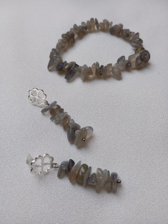 Bijuterii - Set bijuterii cu Labradorit reflexii albastrui si tortite placate cu argint 925