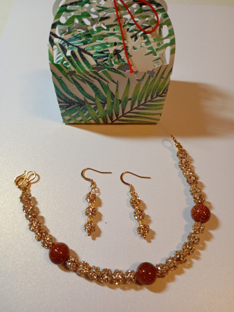 Bijuterii pietre semipretioase si otel inoxidabil - Bijuterii Party/Club/Disco culoare Champagne si Piatra Soarelui