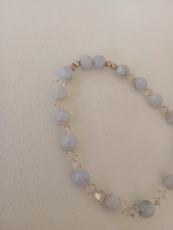 Bijuterii pietre semipretioase si otel inoxidabil - Bratara elastica unisex cu Piatra Lunii si Swarovski