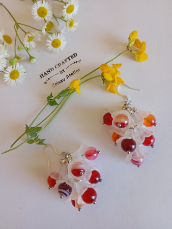 Bijuterii - Cercei Buchet cu Agate Striped