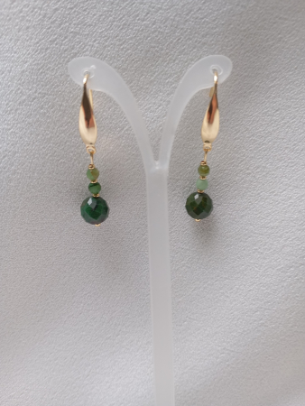 Bijuterii placate cu aur - Cercei cu margele de Smarald si tortite placate cu aur 18K