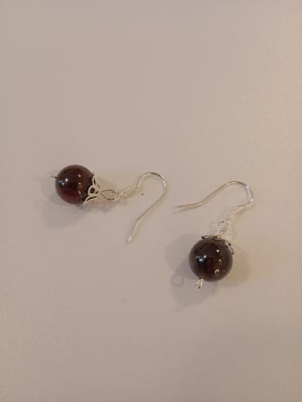 Bijuterii argint - Cercei din argint si Granat 10 mm