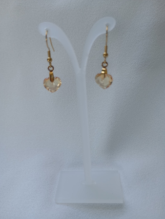 Bijuterii - Cercei Inimioara Swarovski cu tortite placate cu aur 18K