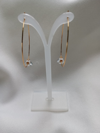 Bijuterii placate cu aur - Cercei Loop cu Swarovski Crystal Triangle si tortite placate cu aur 18K