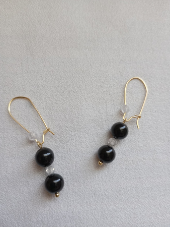 Bijuterii placate cu aur - Cercei Onix placati cu aur 18 K