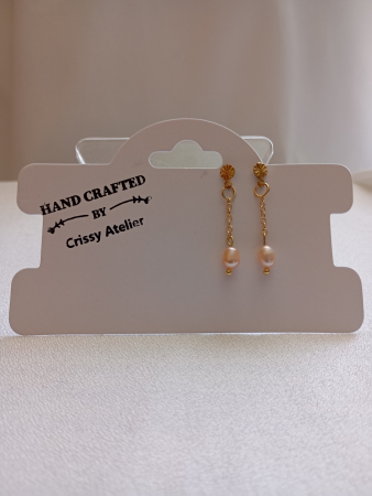 Bijuterii placate cu aur - Cercei placati cu aur 18K si Perla roz