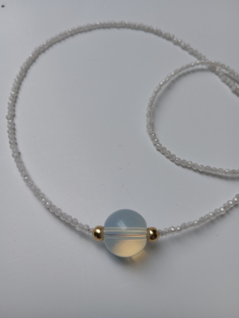 Bijuterii - Coluer cu Opalt 12mm ci cubic zirconia alb