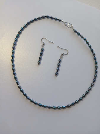 Bijuterii - Set bijuterii Perle petrol 6 mm