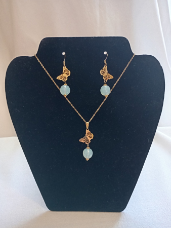 Bijuterii placate cu aur - Set Opal si fluturas placat cu aur 18K