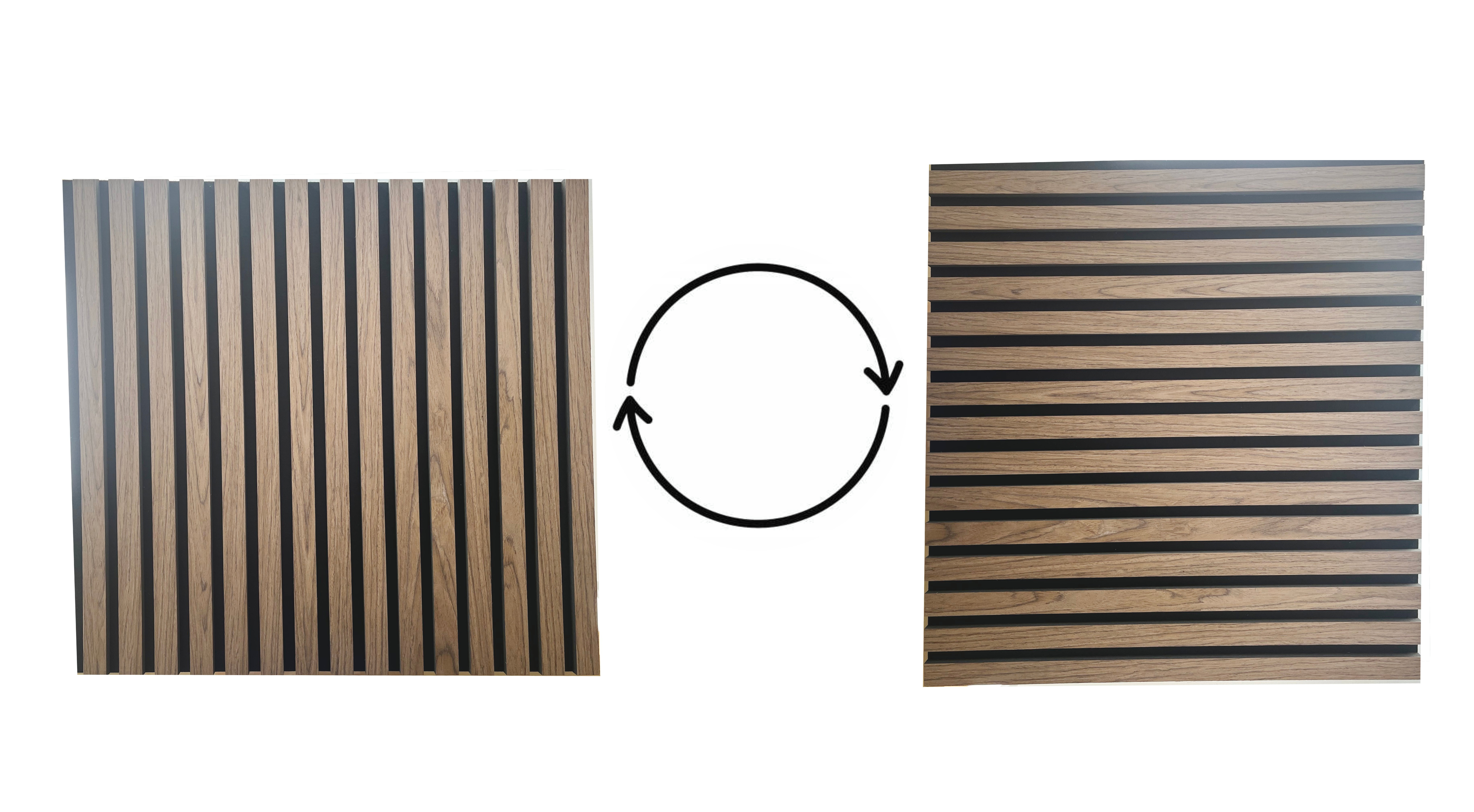 Set 4 buc - Panouri acustice lamelare din MDF pe fetru, Nuc, 600 x 600 x 21 mm/bucată, total 1,44 m² [7]