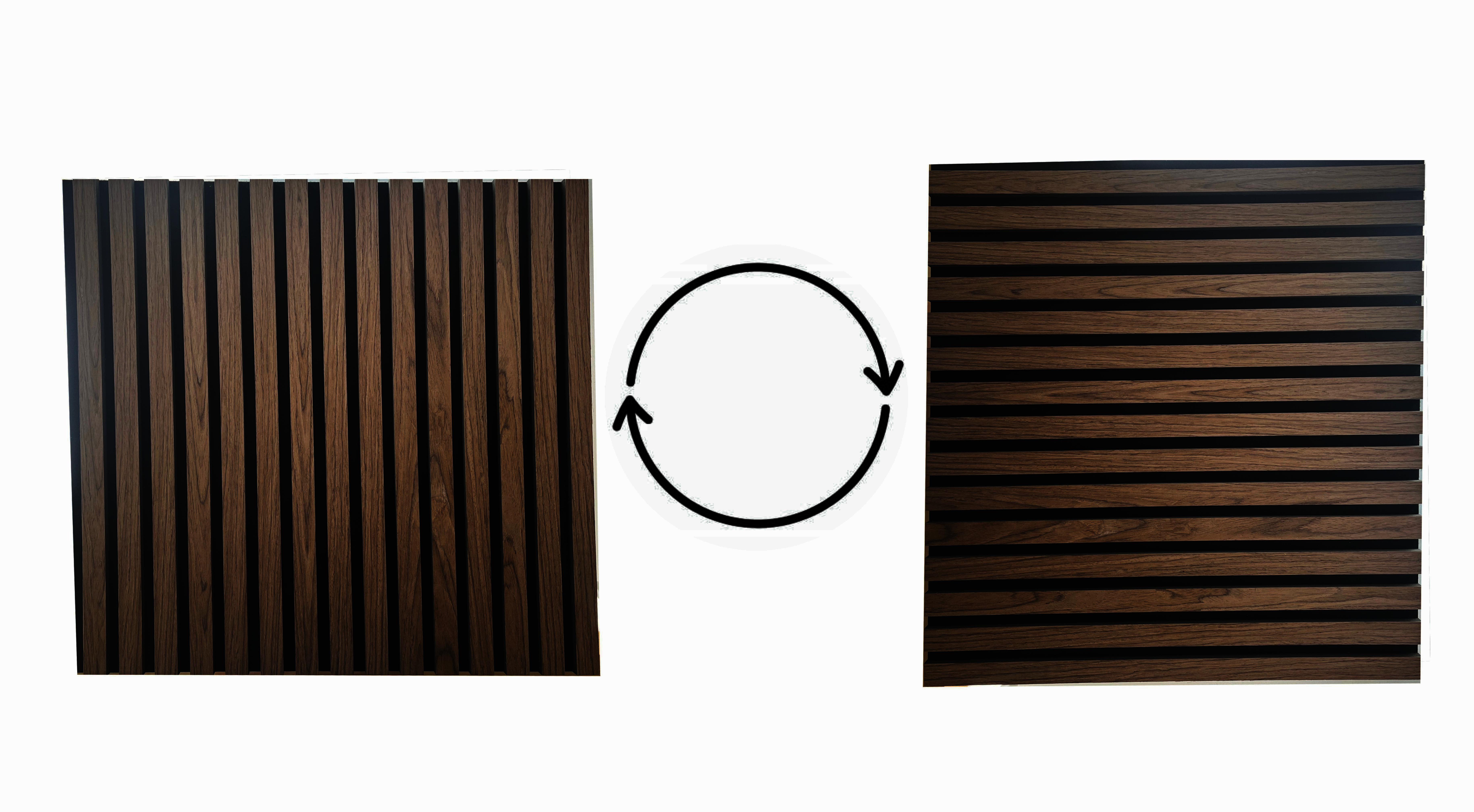 Set 4 buc - Panouri acustice lamelare din MDF pe fetru, Nuc închis, 600 x 600 x 21 mm/bucată, total 1,44 m² [8]