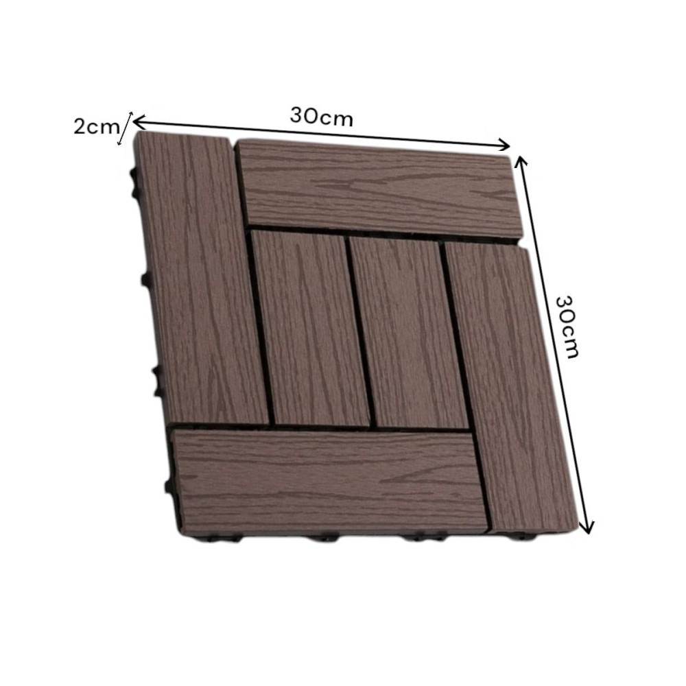 Dala terasa WPC D6253, antiderapanta, rezistenta UV si inghet -40C/+60C, 300x300x20 mm, Maro [7]