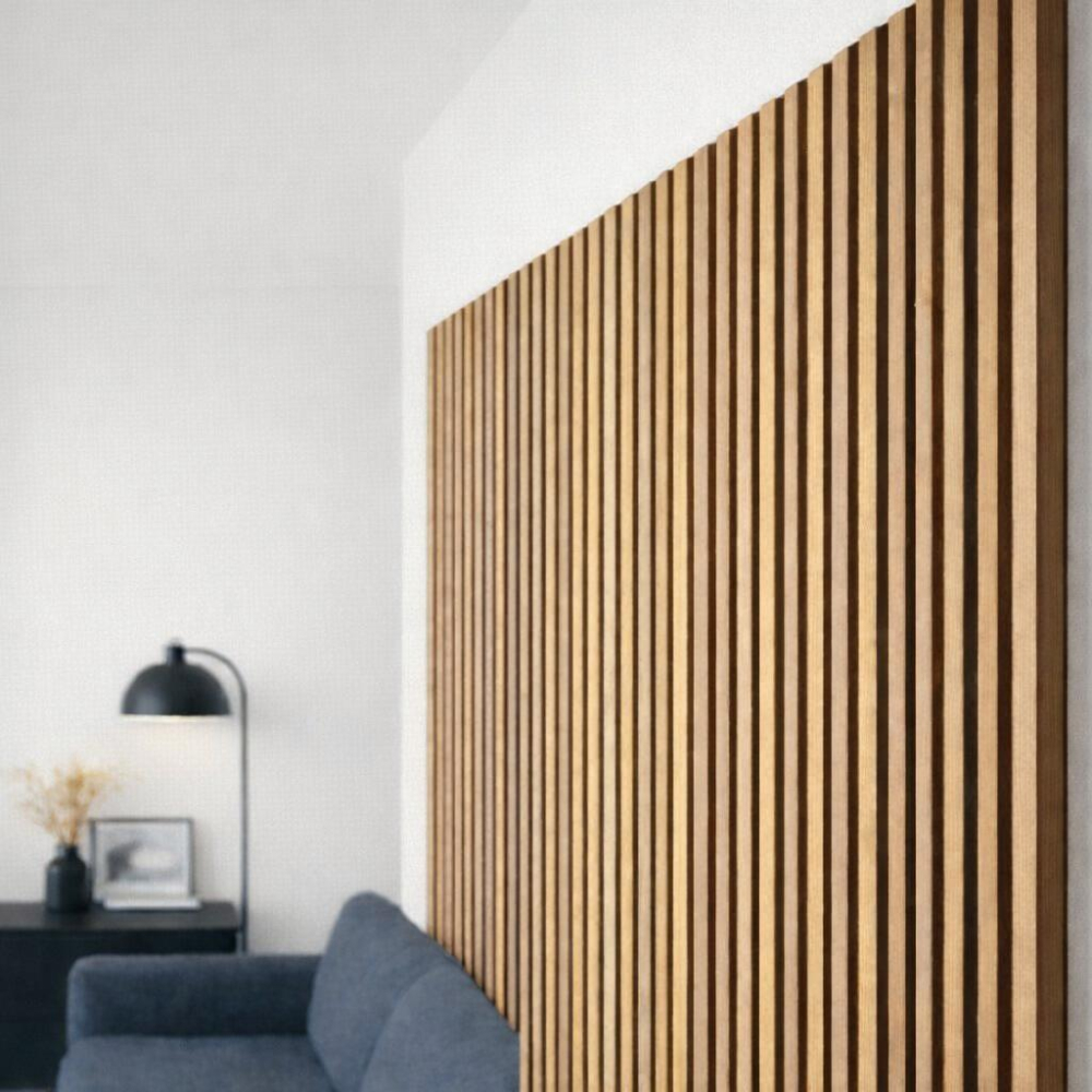 Element de închidere pentru panou acustic lamelar, MDF, 2400 x 26 x 21 mm, Nuc [2]