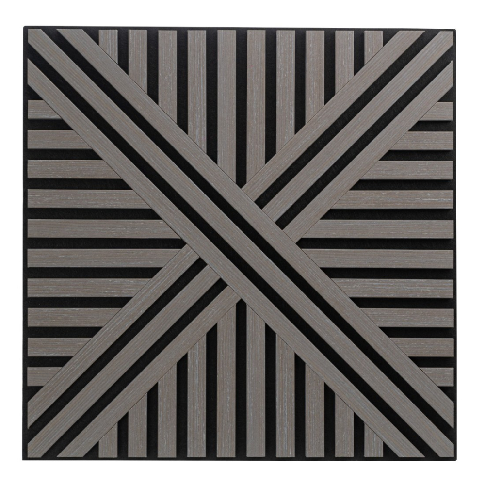 Pachet 5 buc - Panou acustic riflaj din MDF cu pâslă fonoabsorbantă, D6765, 600 x 600 x 18 mm, Gri [2]