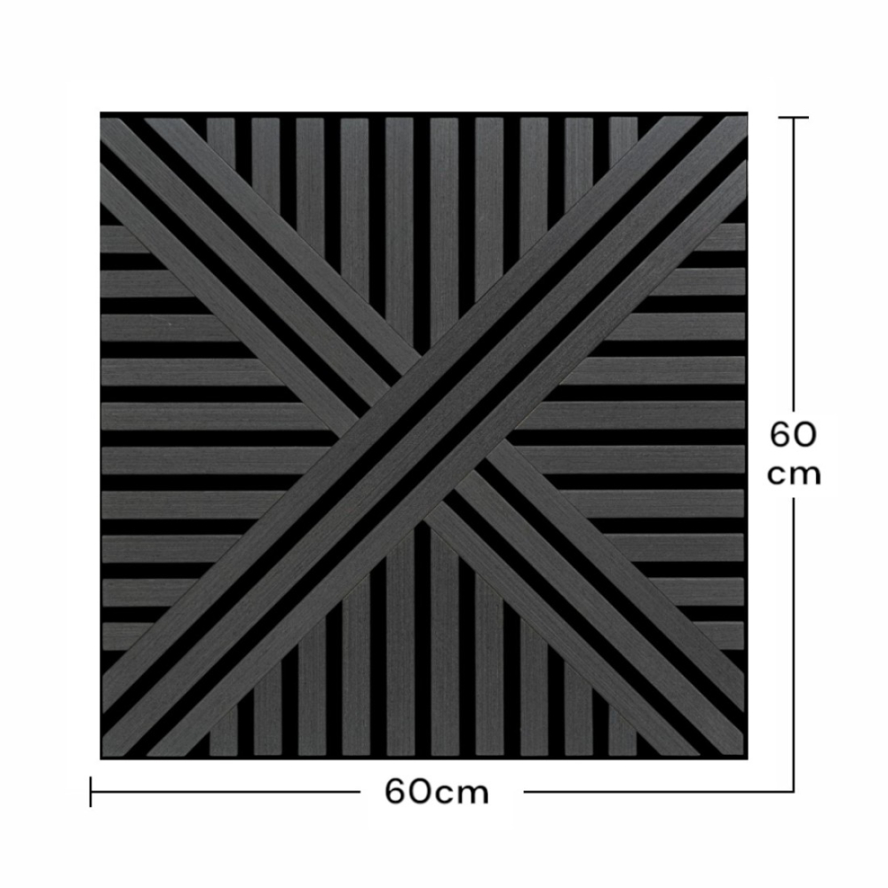 Pachet 5 buc - Panou acustic riflaj din MDF cu pâslă fonoabsorbantă, D6766, 600 x 600 x 18 mm, Negru [7]