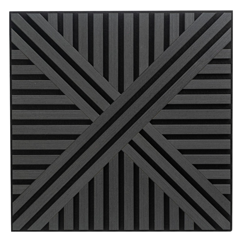 Pachet 5 buc - Panou acustic riflaj din MDF cu pâslă fonoabsorbantă, D6766, 600 x 600 x 18 mm, Negru [2]