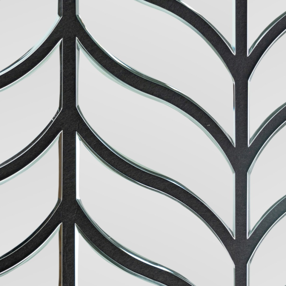 Panou acustic decorativ cu sticlă oglindă și pâslă, D6777, 900 x 800 x 12 mm, Gri [2]