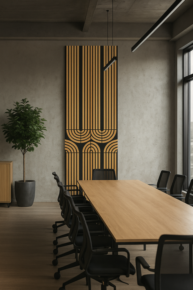 Panou acustic lamelar Art Deco din MDF pe fetru, 2400 x 600 x 21 mm, Tec [5]