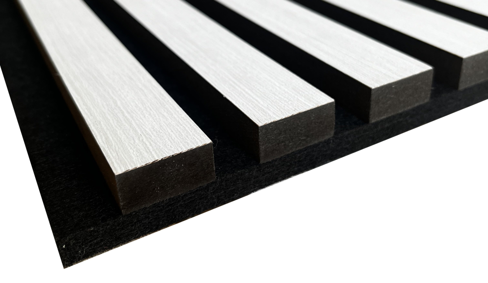 Panou acustic lamelar din MDF pe fetru, 2400 x 600 x 21 mm, Alb [3]