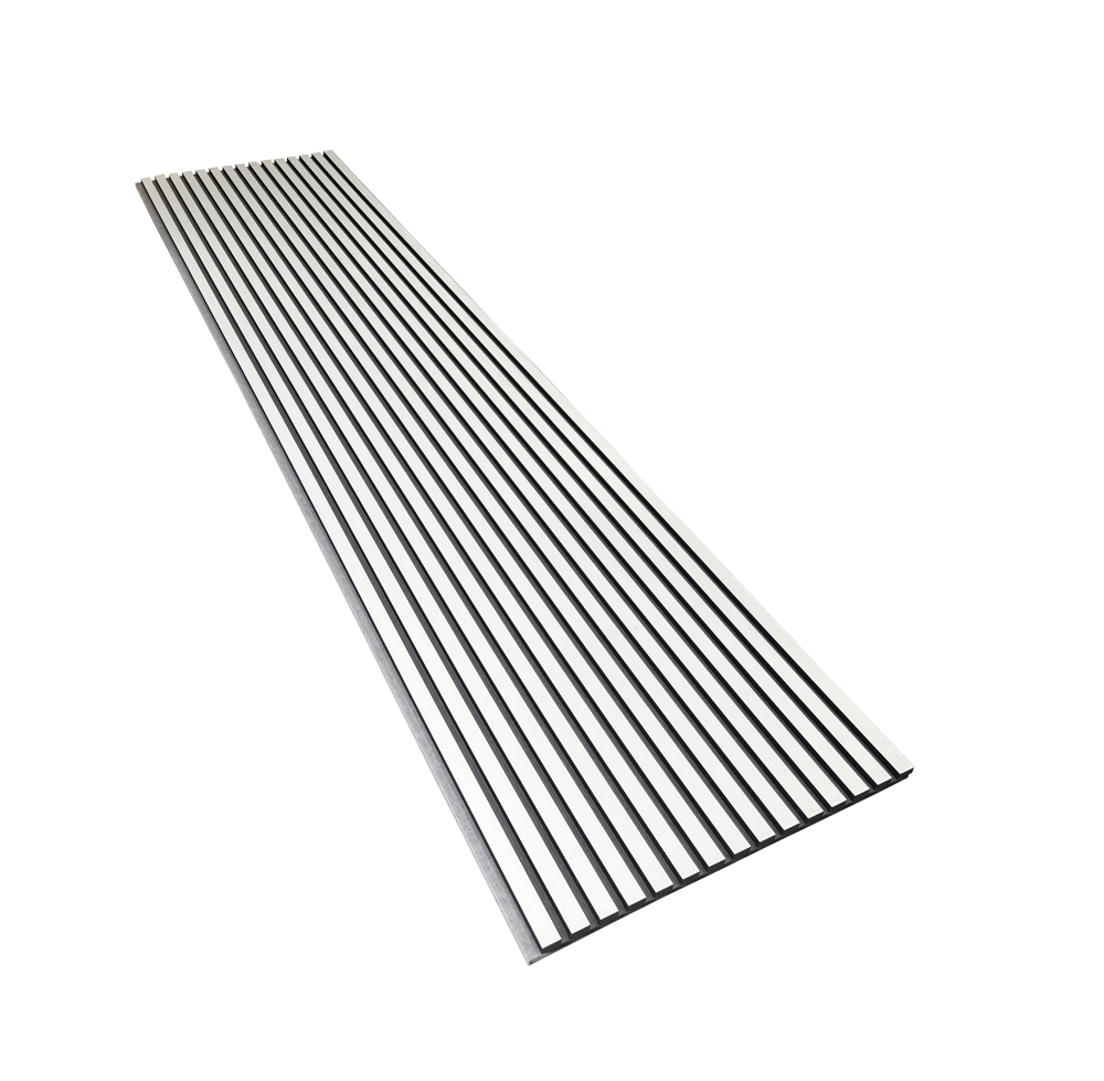 Panou acustic lamelar din MDF pe fetru, 2400 x 600 x 21 mm, Alb cu fetru gri [7]