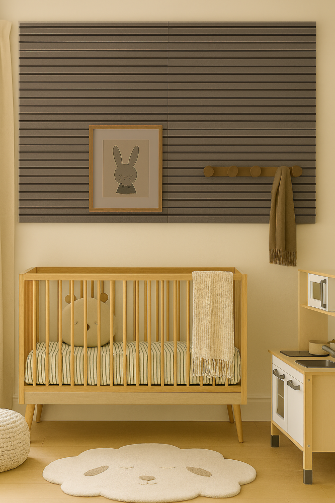 Panou acustic lamelar din MDF pe fetru, 600 x 600 x 21 mm, Gri [5]
