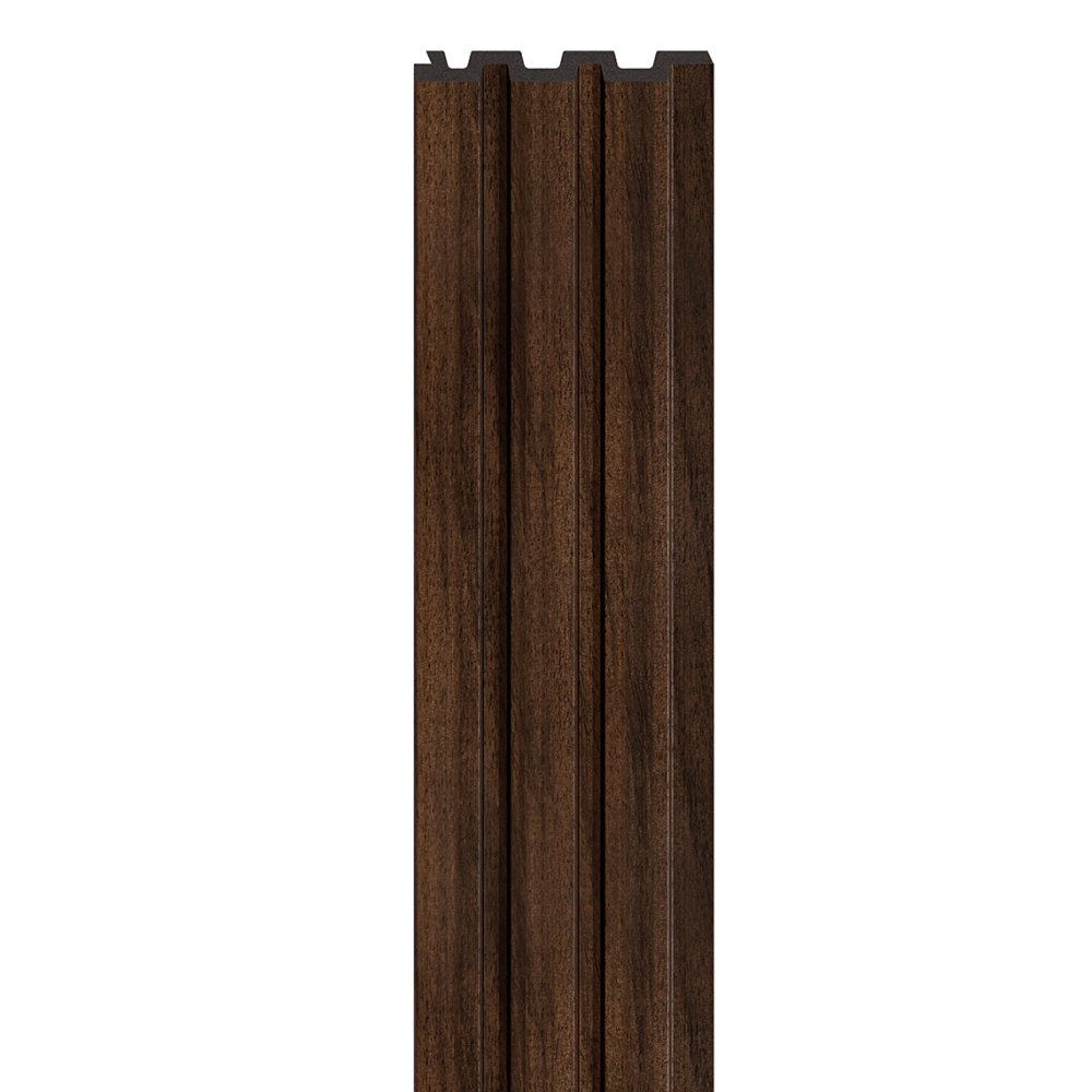 Panou decorativ 3D interior VOX Linerio, decor Ciocolată - 5,17 mp/cutie (16 bucăți), 2650×122×12 mm, Polistiren Extrudat XPS [3]