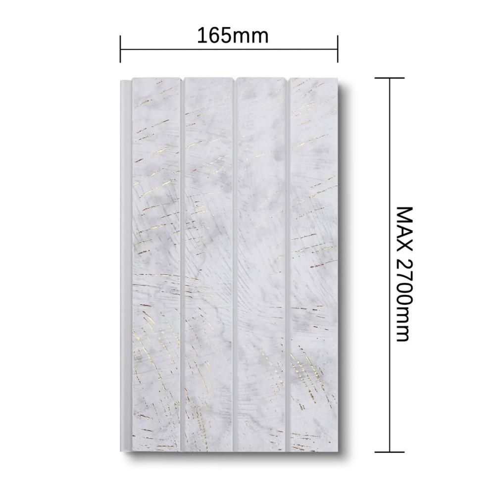 Panou decorativ, lamelar, polimer rigid, D7623, 270x16.5x1.1cm, Alb/Auriu [3]