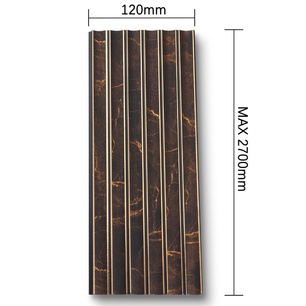 Panou decorativ, lamelar, polimer rigid, D7632, 270x12x0.55cm, Negru Bronz [3]