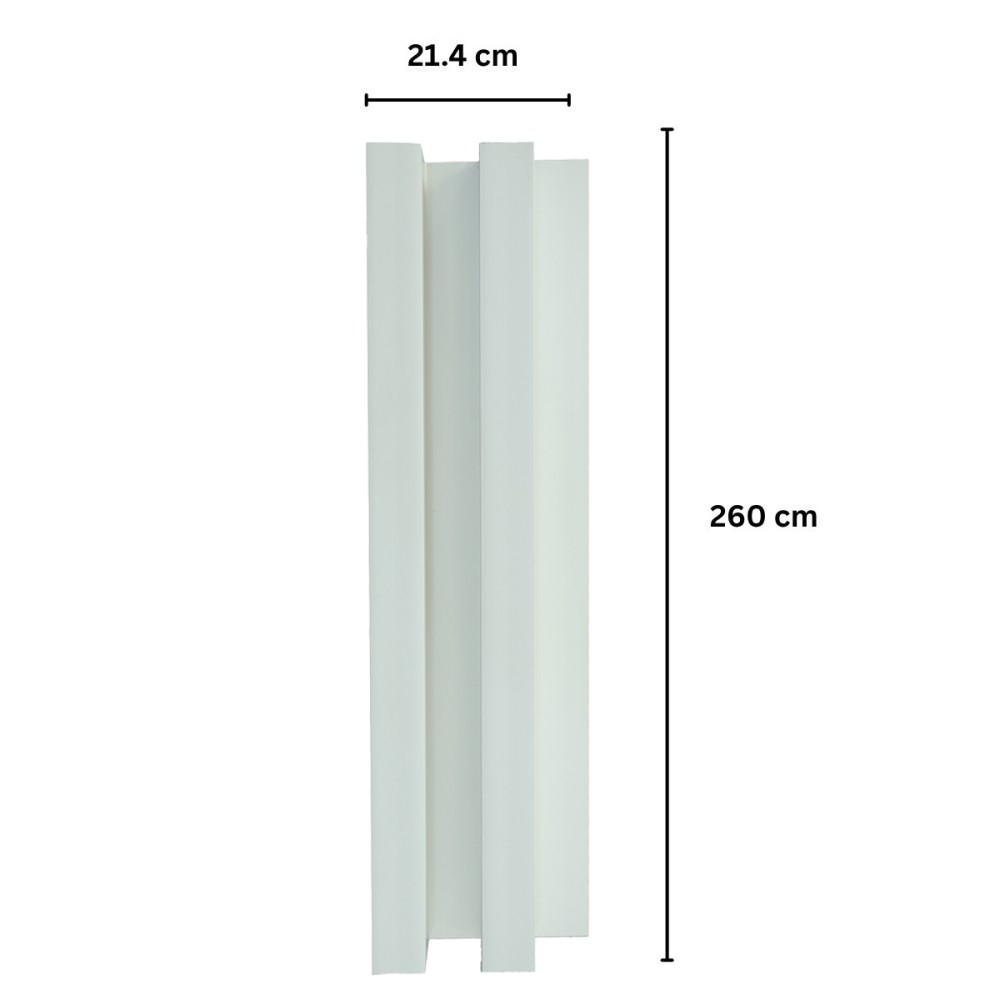 Panou decorativ lamelar WPC, montaj rapid, rezistenta ridicata, D7517, 260x21.4x6cm, alb [3]