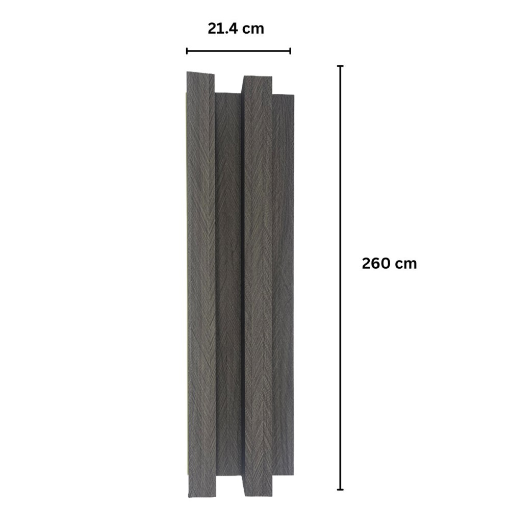 Panou decorativ lamelar WPC, montaj rapid, rezistenta ridicata, D7518, 260x21.4x6cm, gri [2]