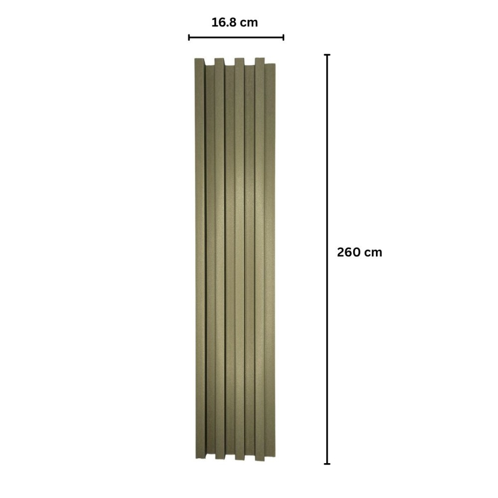 Panou decorativ lamelar WPC, montaj rapid, rezistenta ridicata, D7528, 260x16.8x2.3cm, auriu sidefat [2]