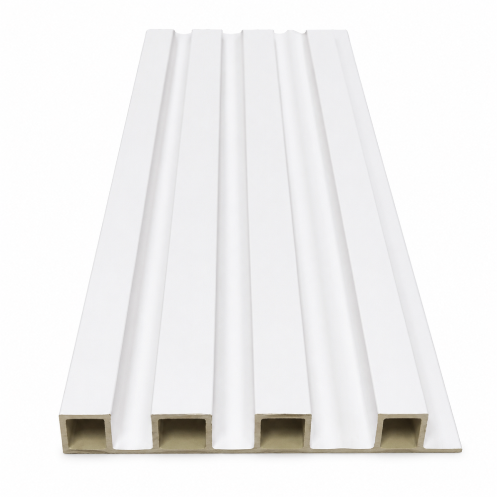 Panou decorativ lamelar WPC, montaj rapid, rezistenta ridicata, D7535, 260x16.8x2.3cm, alb [3]