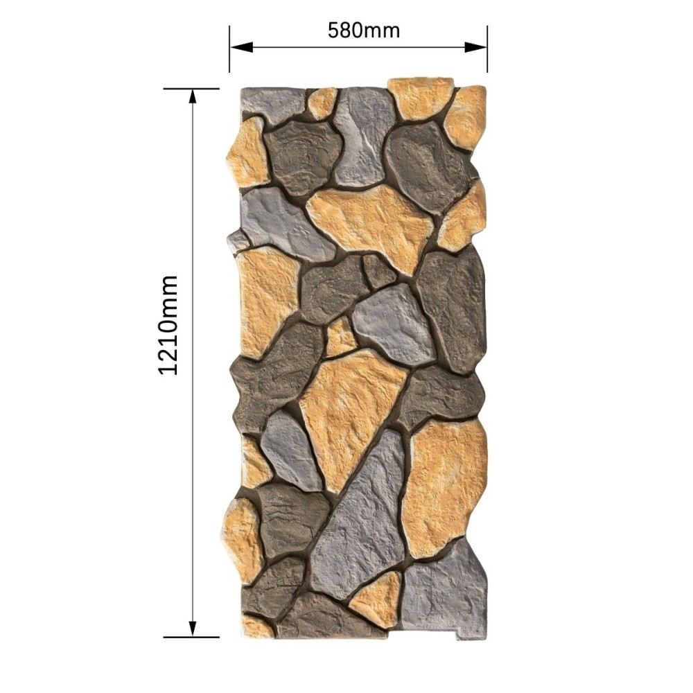 Panou decorativ PU 3D D7572, efect piatra naturala, ultrausor 1.64 kg, 1210x580x40 mm, interior-exterior, Multicolor [2]