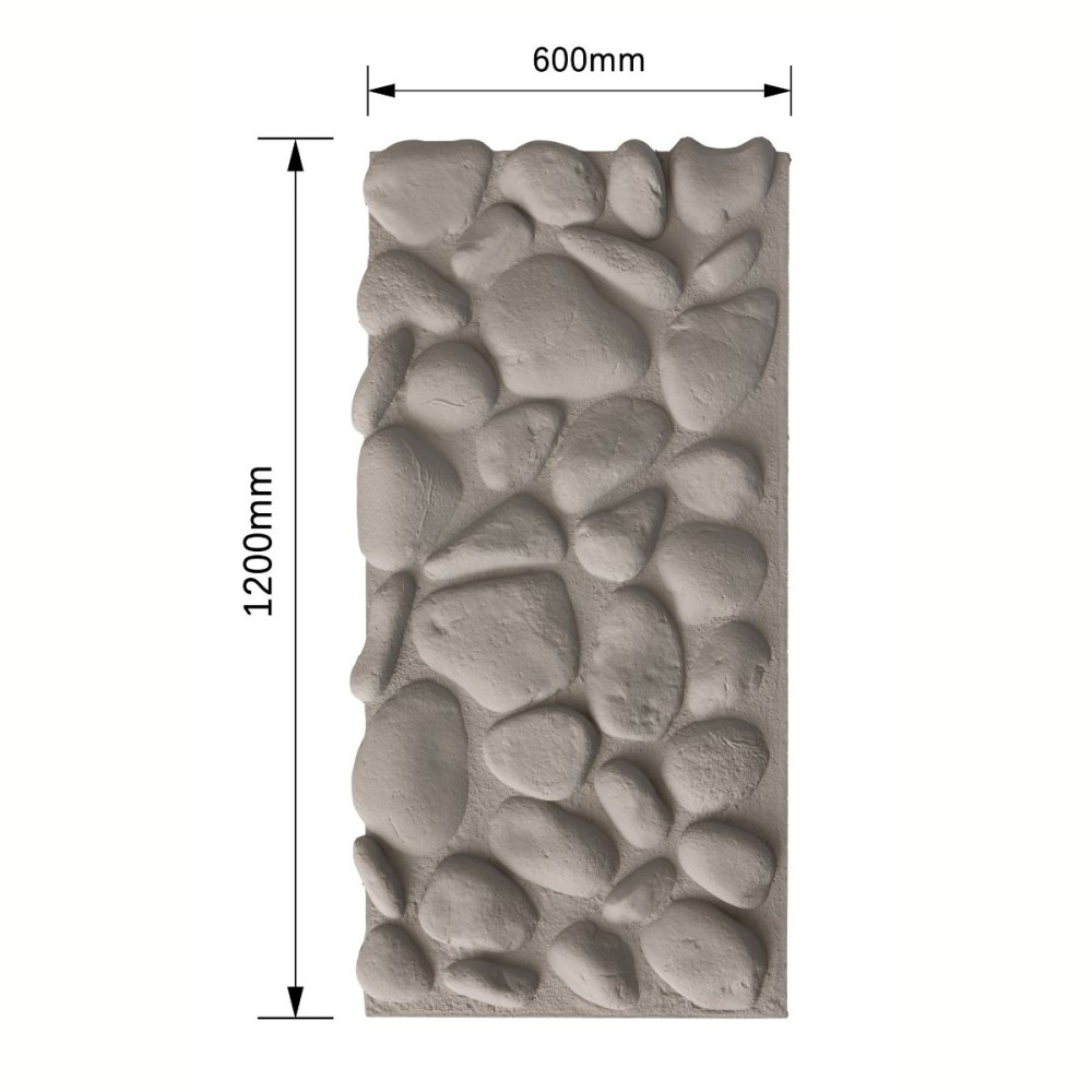 Panou decorativ PU 3D D7575, efect piatra naturala, ultrausor 1.69 kg, 1200x600x57 mm, interior-exterior, Gri [2]
