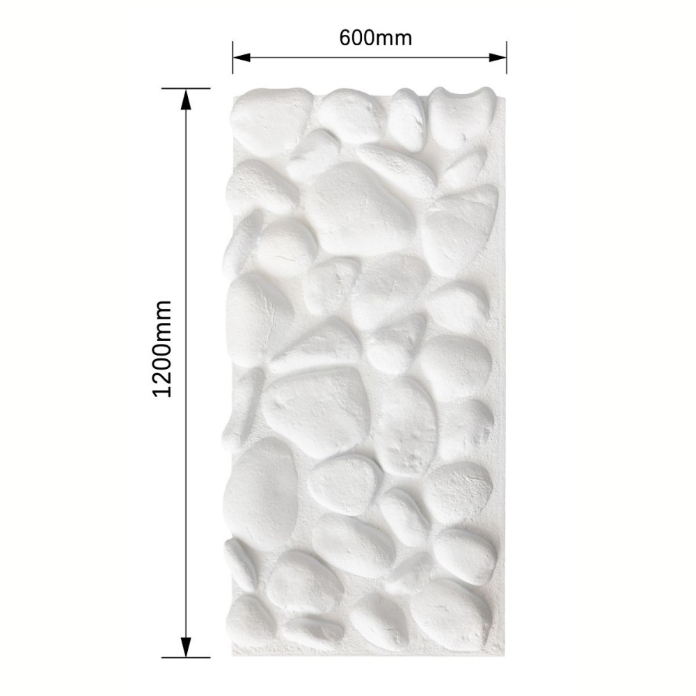Panou decorativ PU 3D D7576, efect piatra naturala, ultrausor 2.06 kg, 1200x600x57 mm, interior-exterior, Alb [2]