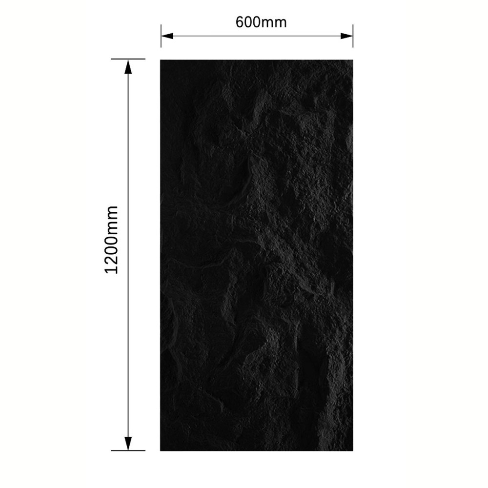 Panou decorativ PU 3D D7586, efect piatra naturala, ultrausor 1.8 kg, 1200x600x60 mm, interior-exterior, Negru [2]