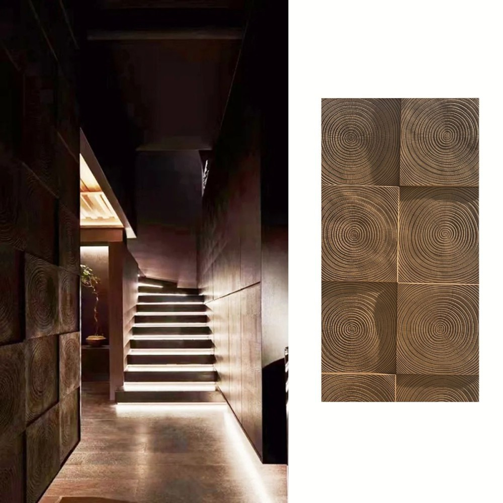 Panou decorativ PU 3D D7589, imitatie lemn, ultrausor 1.48 kg, 1200x600x20 mm, interior-exterior, Maro [4]