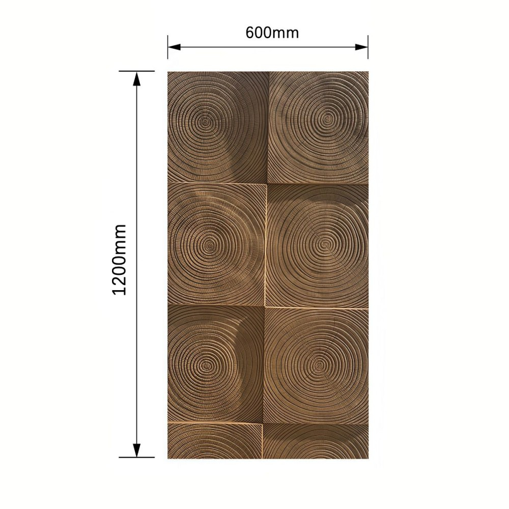 Panou decorativ PU 3D D7589, imitatie lemn, ultrausor 1.48 kg, 1200x600x20 mm, interior-exterior, Maro [2]