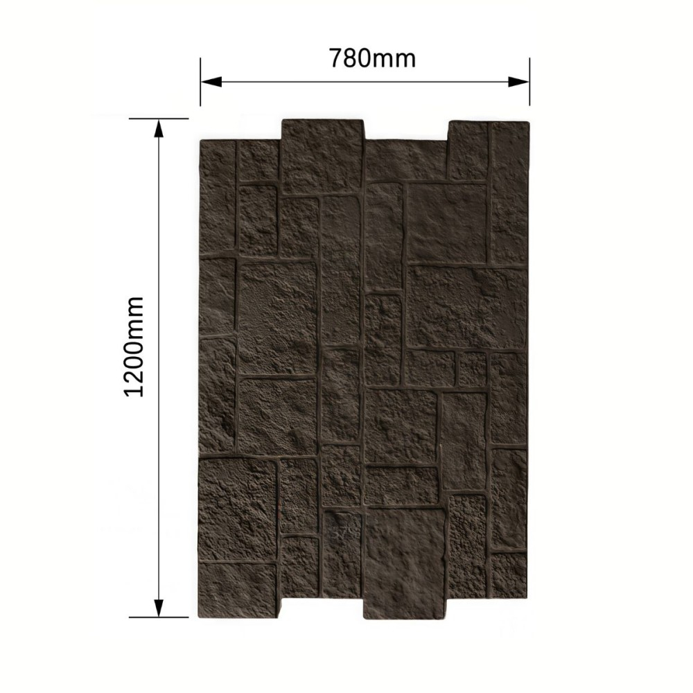 Panou decorativ PU 3D D7597, efect piatra naturala, ultrausor 1.7 kg, 1200x780x30 mm, interior-exterior, Maro espresso [2]