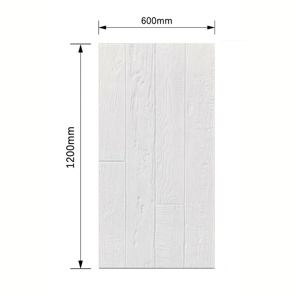 Panou decorativ PU 3D D7602, imitatie lemn, ultrausor 1.09 kg, 1200x600x10 mm, interior-exterior, Alb [2]