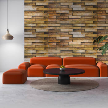 Panou decorativ PVC 3D pentru perete, 980 x 480 x 3 mm, decor Lemn rustic [6]