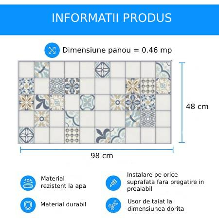 Panou decorativ PVC 3D pentru perete, 980 x 480 x 3 mm, decor Maroc [5]