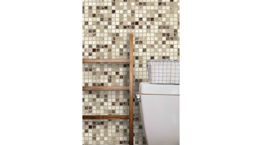 Panou decorativ PVC 3D pentru perete, 980 x 480 x 3 mm, decor Mozaic marmură bej [4]