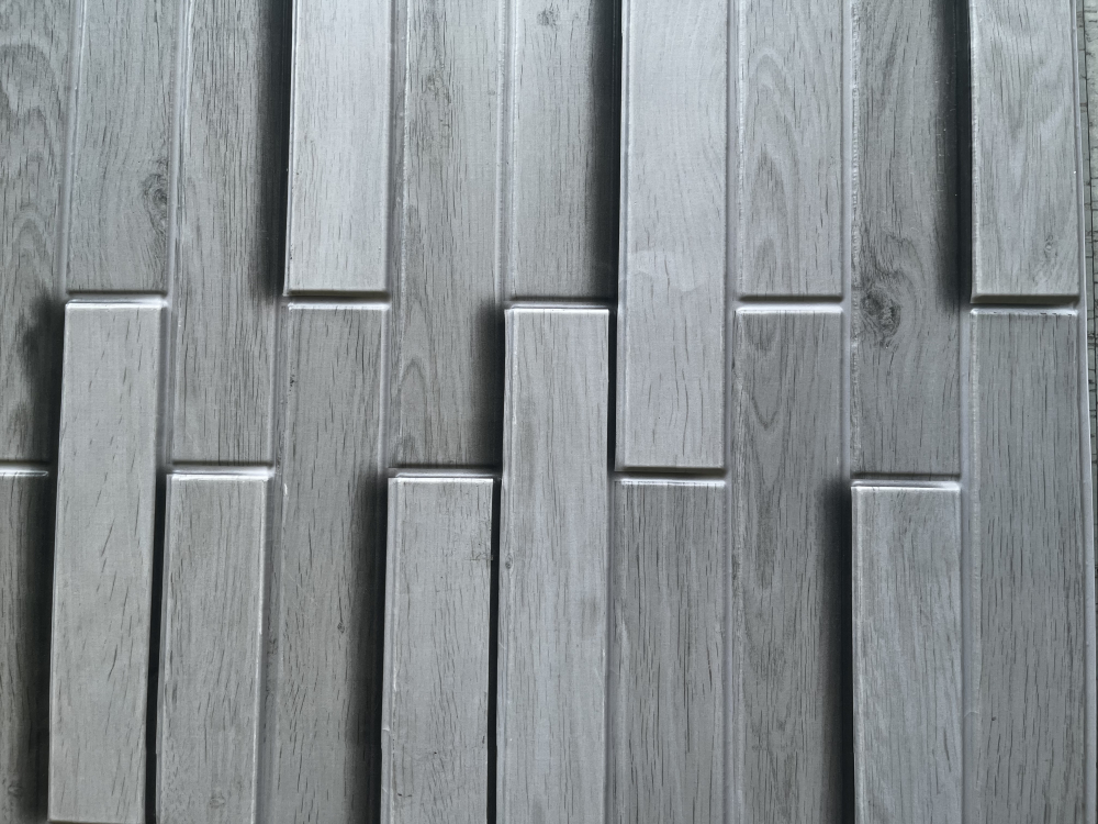 Panou decorativ PVC 3D pentru perete, 980 x 480 x 3 mm, decor Stejar alb [3]